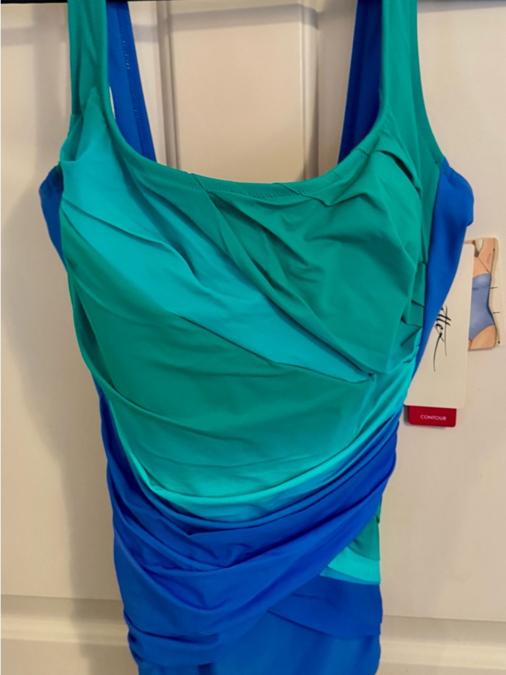 Gottex Swimsuit Blue and Turquoise Green One Piece Swimsuit Size 14 **NWT** - Picture 10 of 10